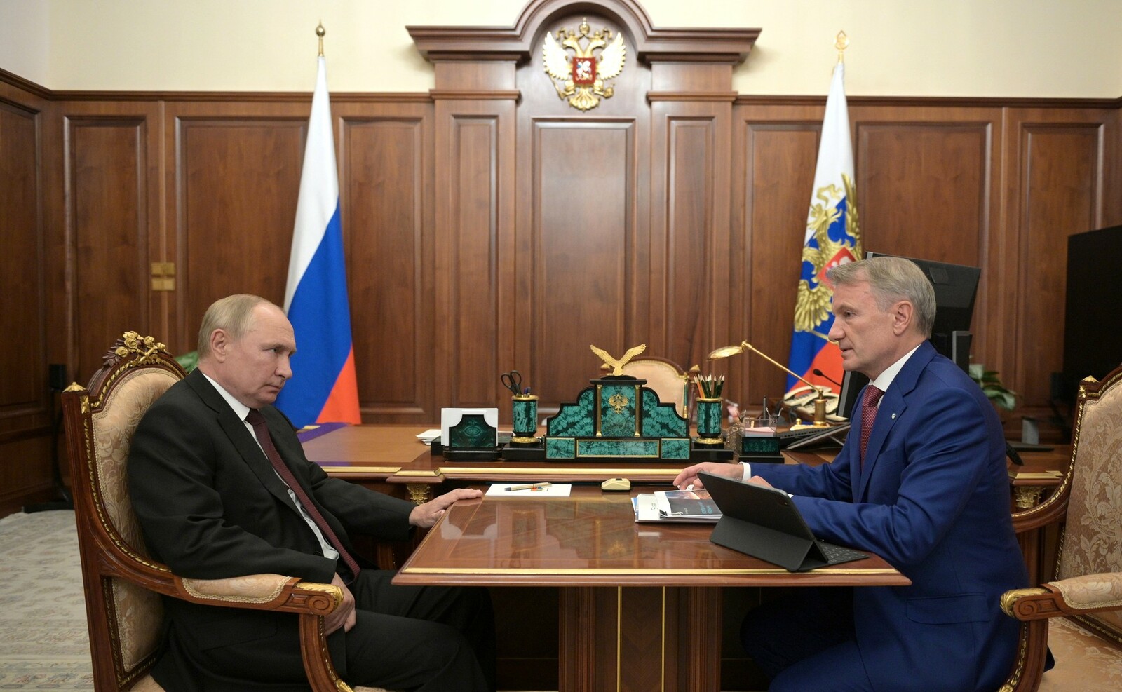 Встреча Владимира Путина  с председателем правления Сбербанка Германом Грефом