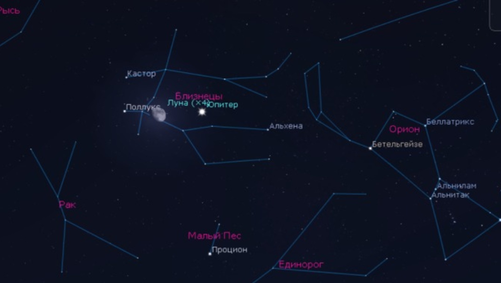Жители Башкирии смогут наблюдать сближение Луны и Юпитера